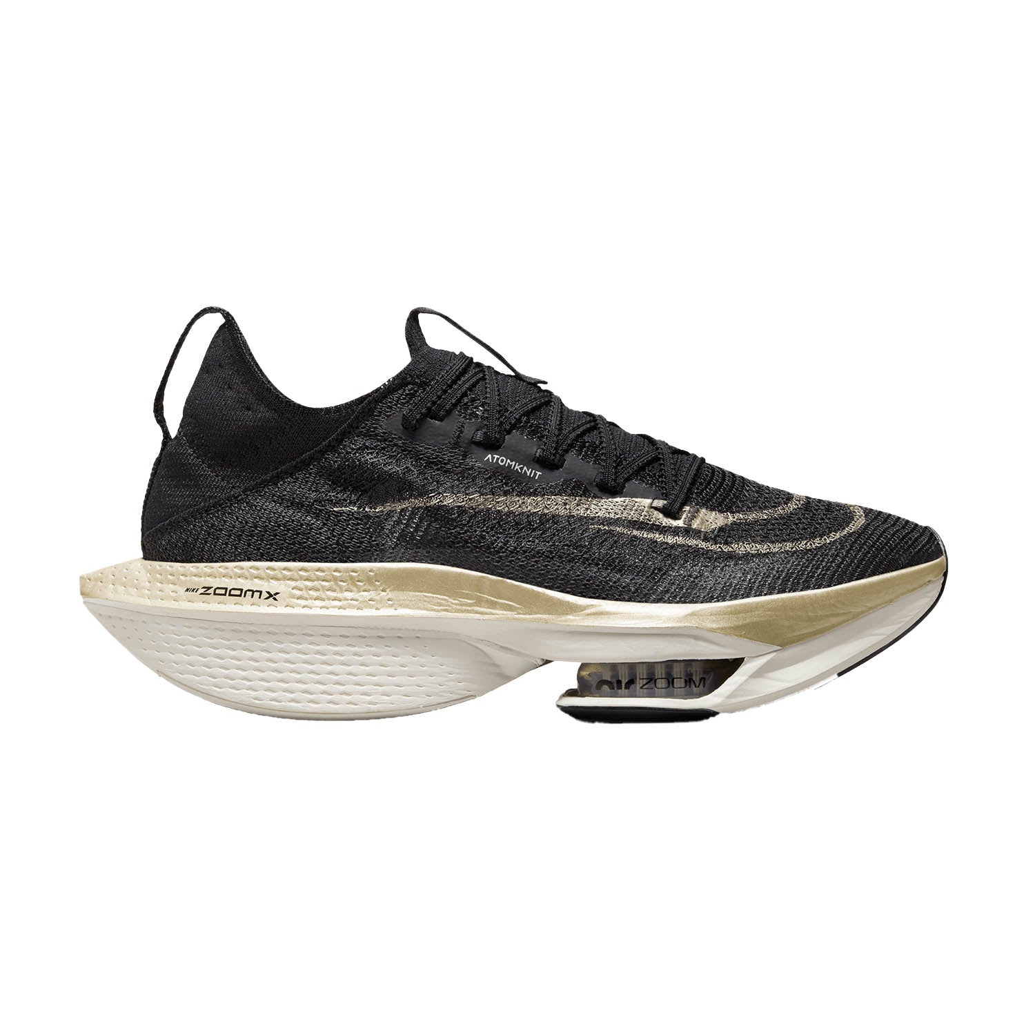Men's Nike ZoomX Alphafly Next% 2, Black/Metallic Gold Grain-Sail, 10.5 D Medium