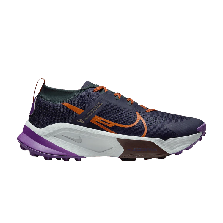 Men's Nike ZoomX Zegama Trail, Purple Ink/Safety Orange, 8.5 D Medium