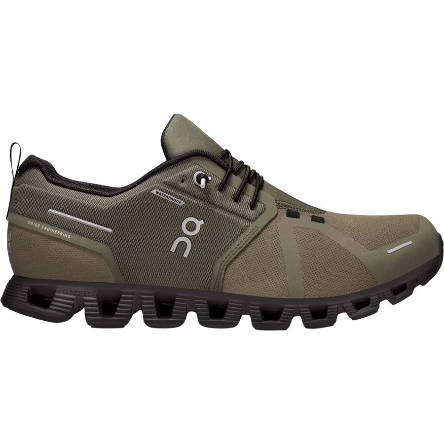 Men's On Cloud 5 Waterproof, Olive/Black, 7.5 D Medium