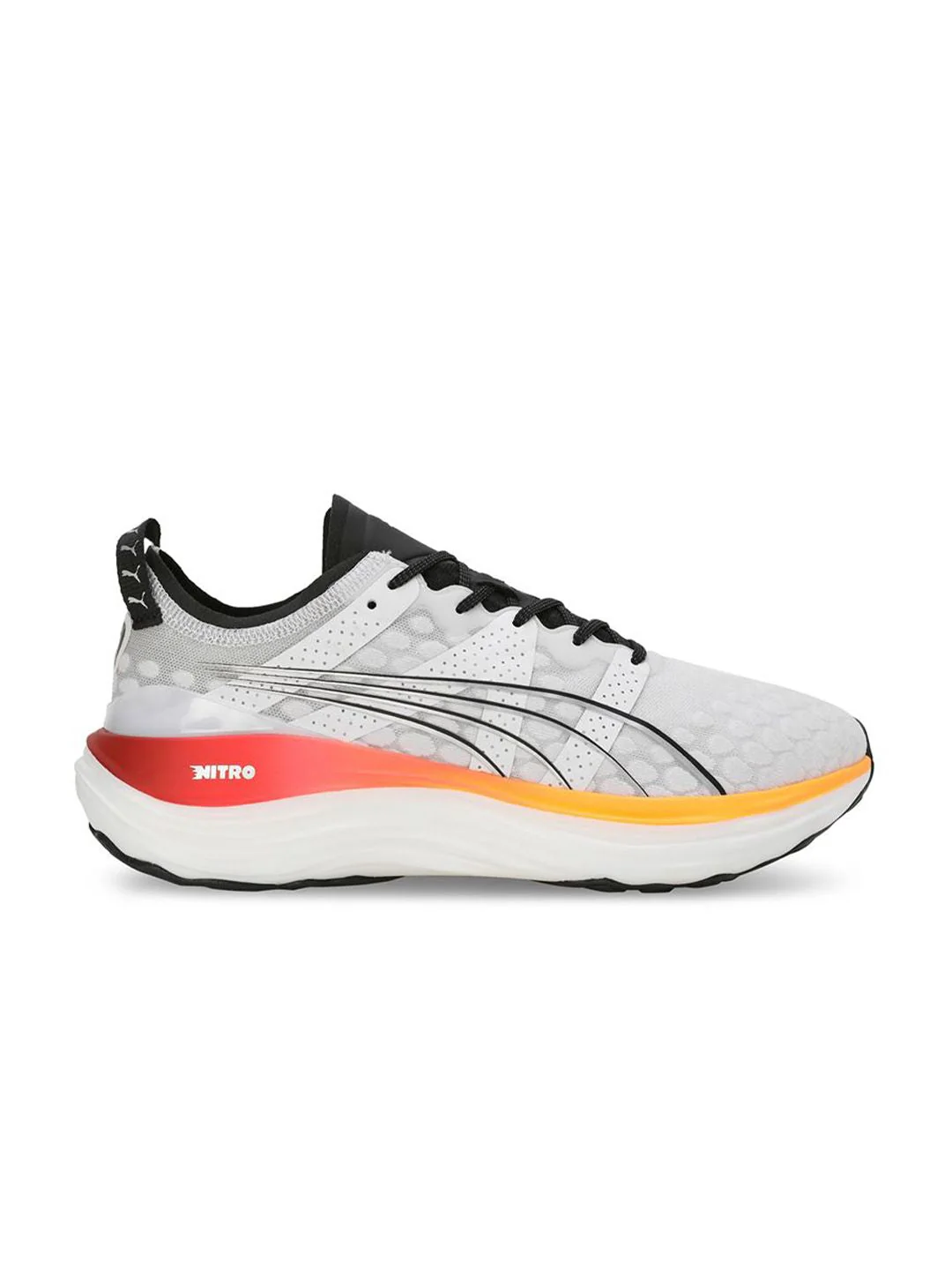 Men's Puma ForeverRun Nitro, Puma White/Sun Stream/Sunset Glow, 13 D Medium
