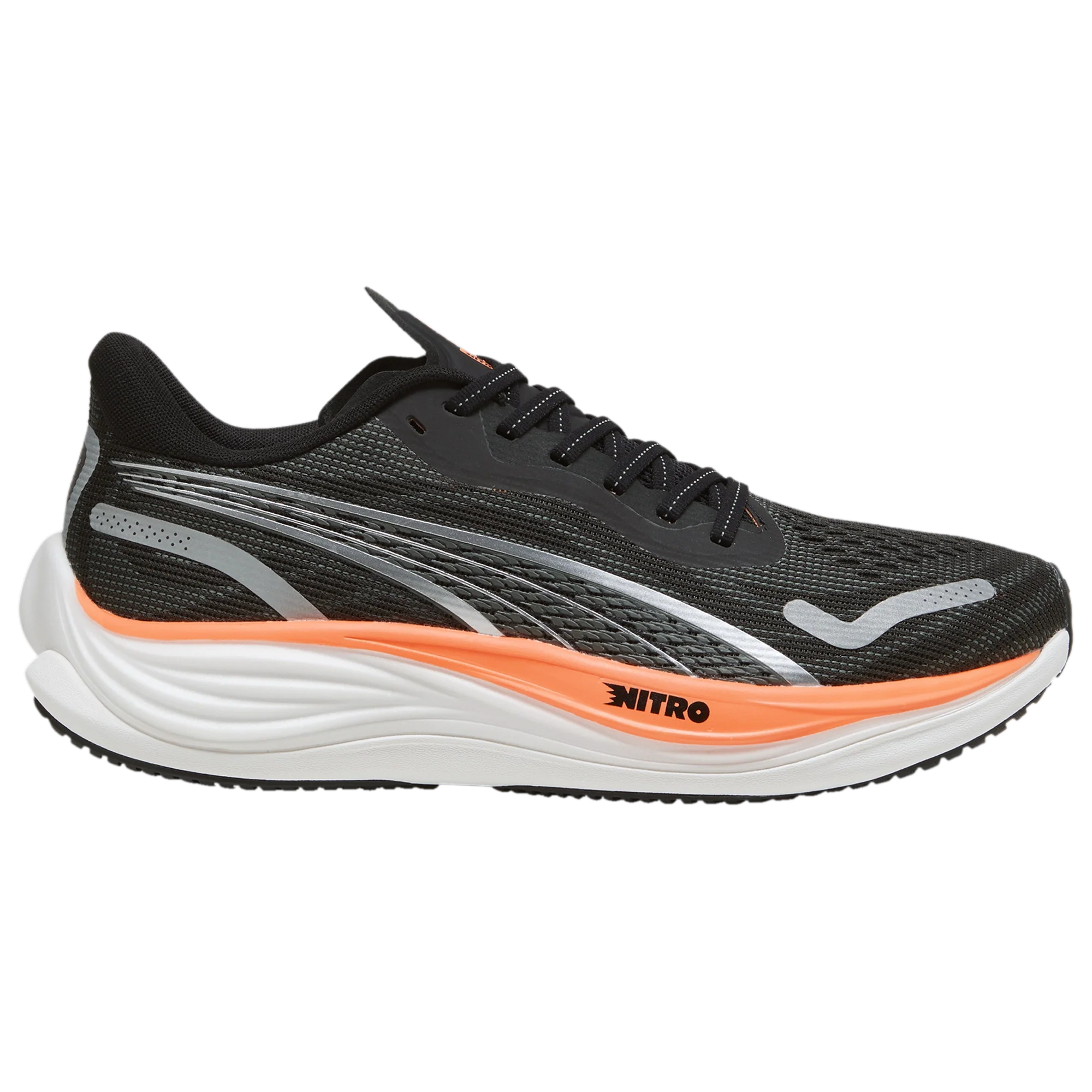 Men's Puma Velocity Nitro 3, Black/Silver/Neon Citrus, 7.5 D Medium