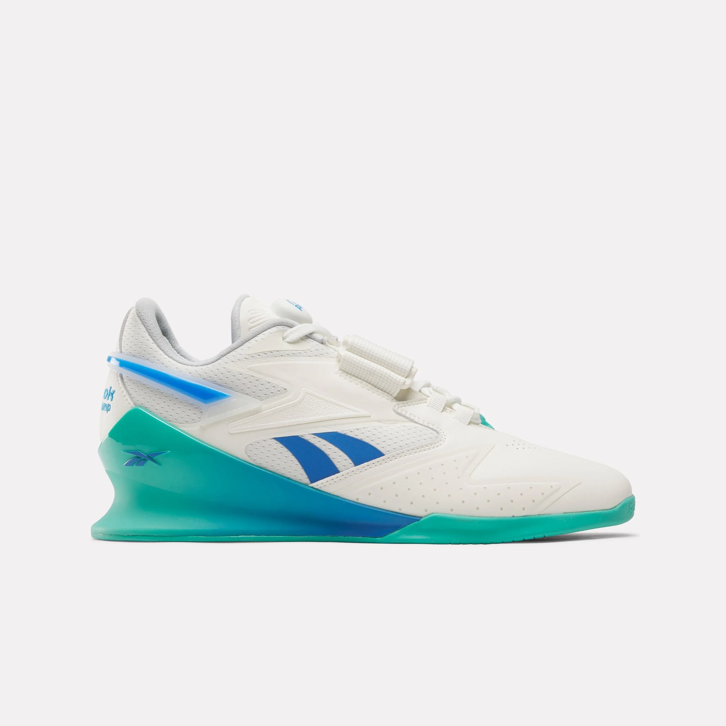 Men's Reebok Legacy Lifter III, Chalk/Unleashed Green/Kinetic Blue , 10 D Medium