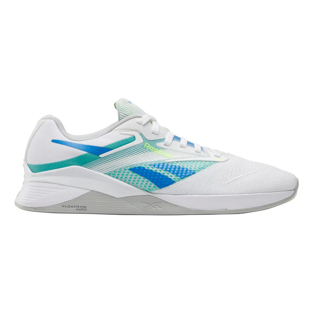 Men's Reebok Nano X4, Ftwr White/Unleashed Green/Grey 1, 9.5 D Medium