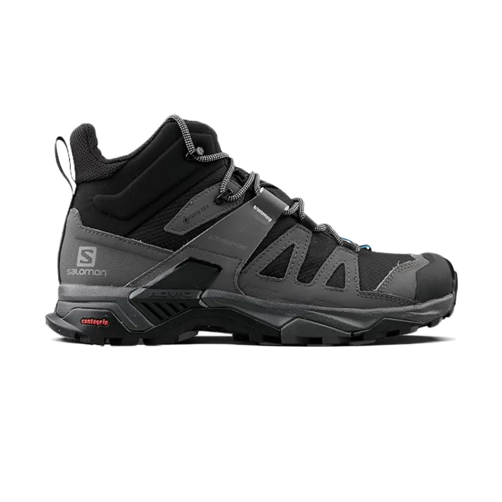 Men's Salomon X Ultra 4 Mid GTX, Black/Magnet/Pearl Blue, 12 D Medium