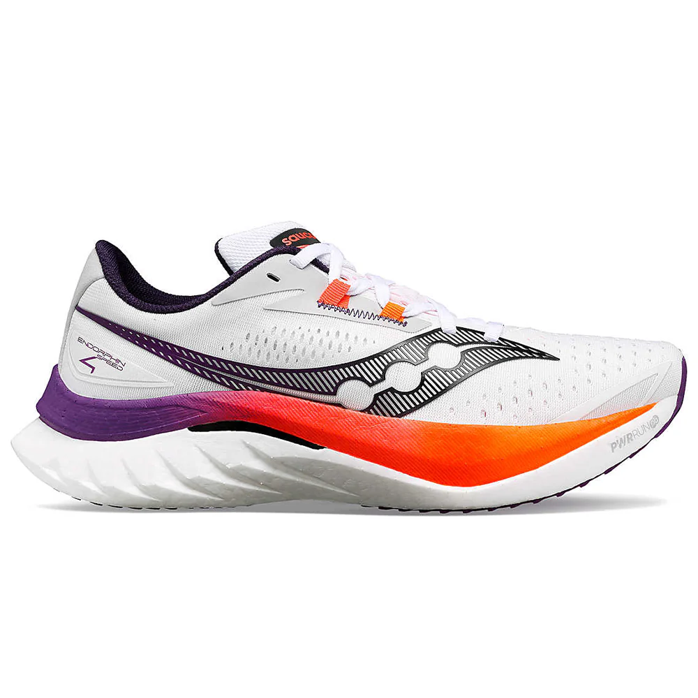Men's Saucony Endorphin Speed 4, White/Viziorange, 14 D Medium