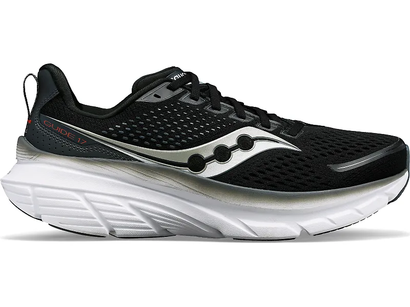Men's Saucony Guide 17, Black/Shadow, 13 2E Wide