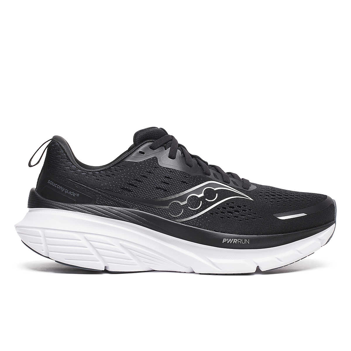Men's Saucony Guide 18, Black/White, 9 2E Wide