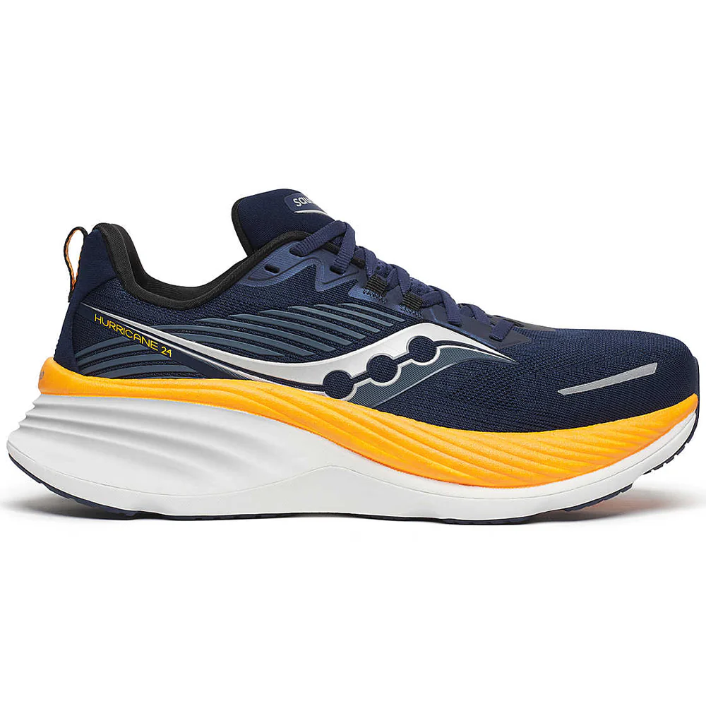 Men's Saucony Hurricane 24, Navy/Peel, 14 2E Wide