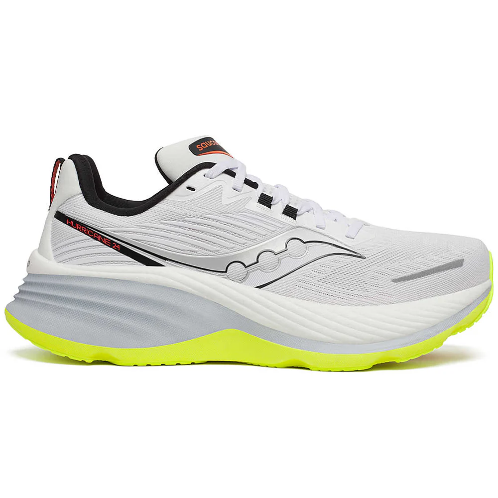 Men's Saucony Hurricane 24, White/Black, 8.5 2E Wide