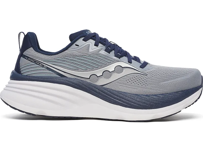 Men's Saucony Hurricane 24, Flint/Navy, 13 2E Wide