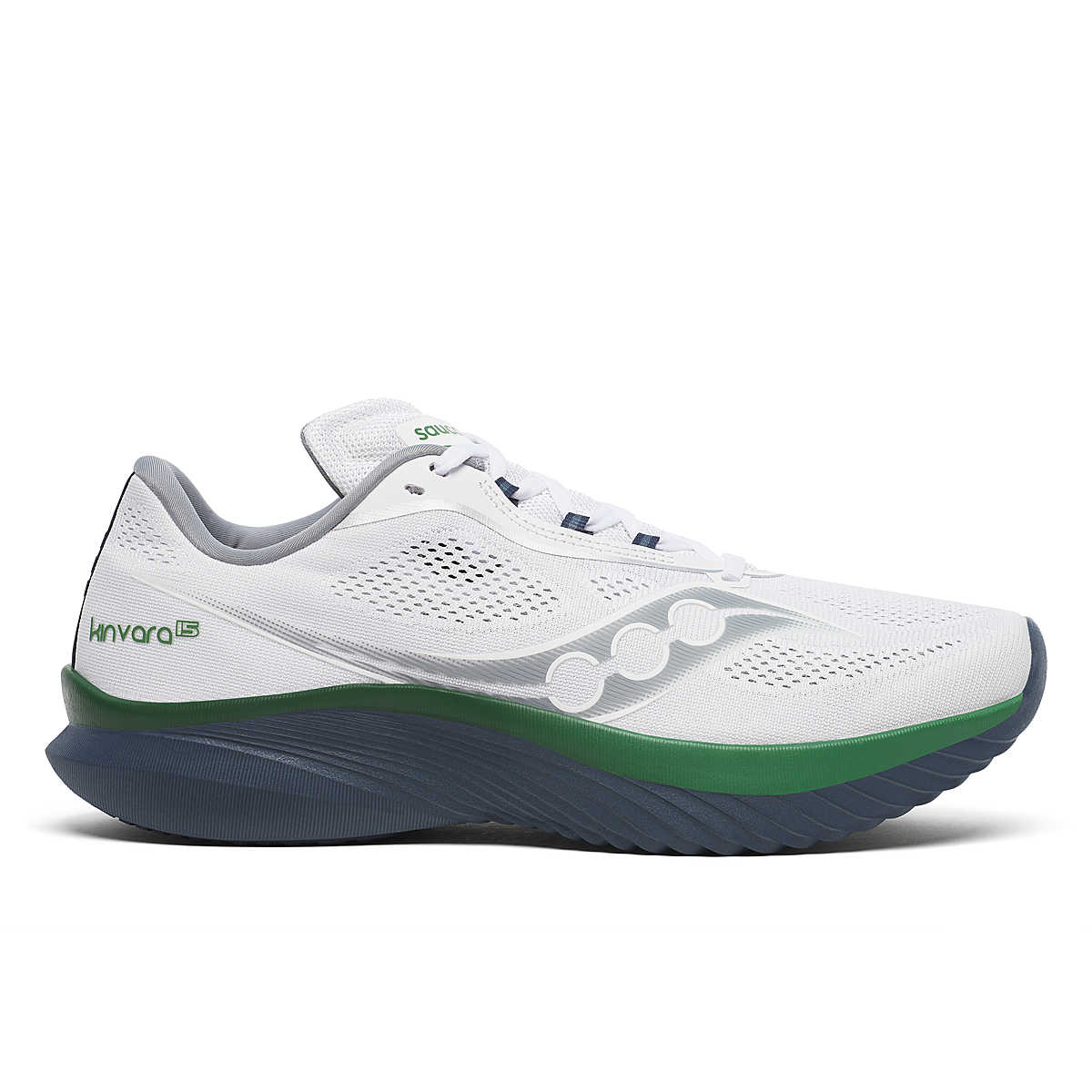 Men's Saucony Kinvara 15, White/Navy, 12 D Medium