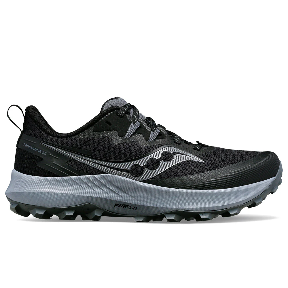 Men's Saucony Peregrine 14, Black/Carbon, 10 D Medium