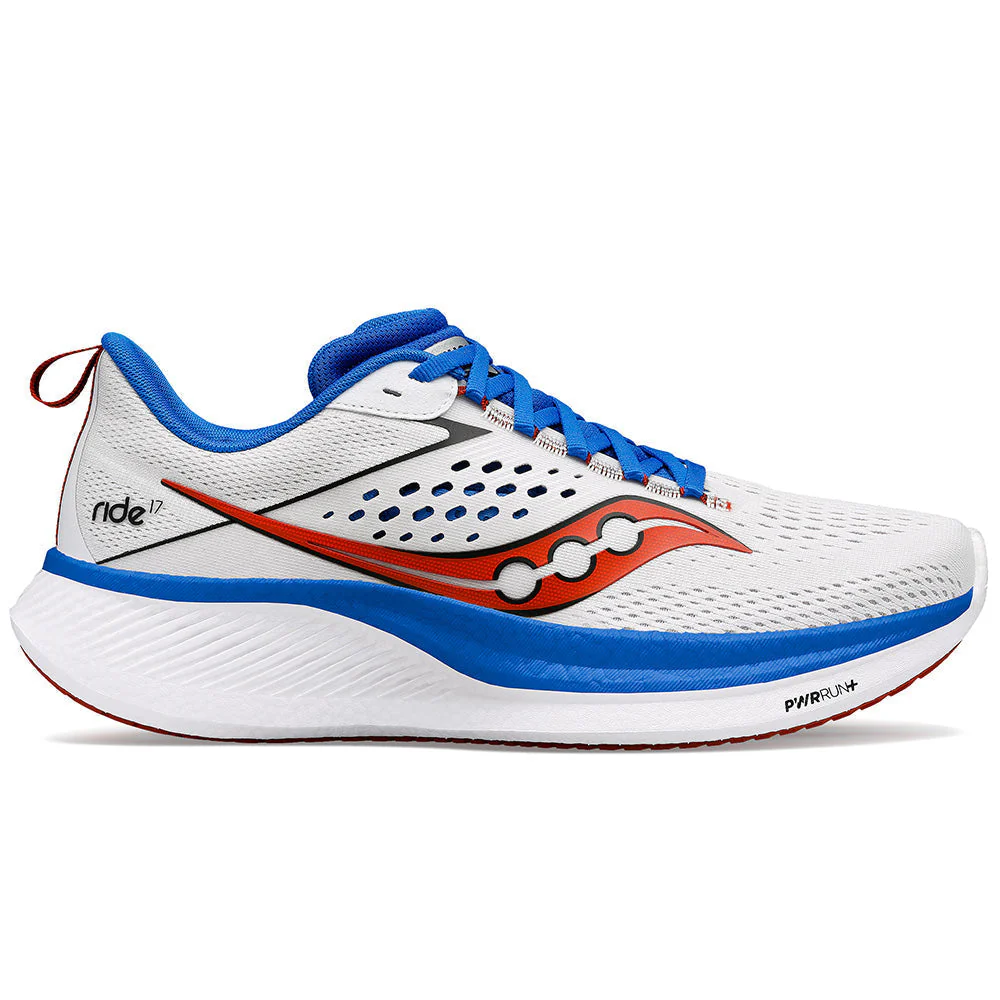 Men's Saucony Ride 17, White/Cobalt, 12.5 D Medium
