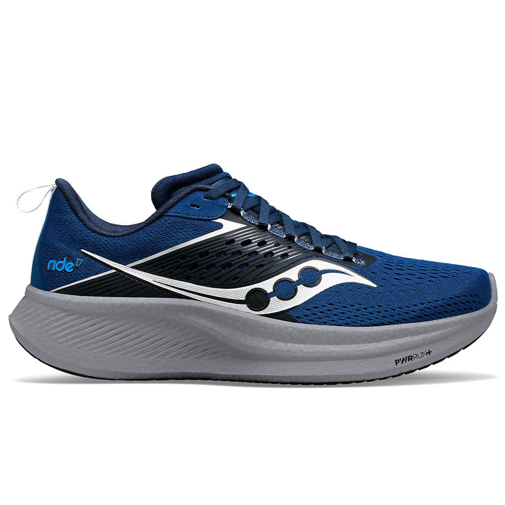 Men's Saucony Ride 17, Tide/Silver, 10.5 2E Wide