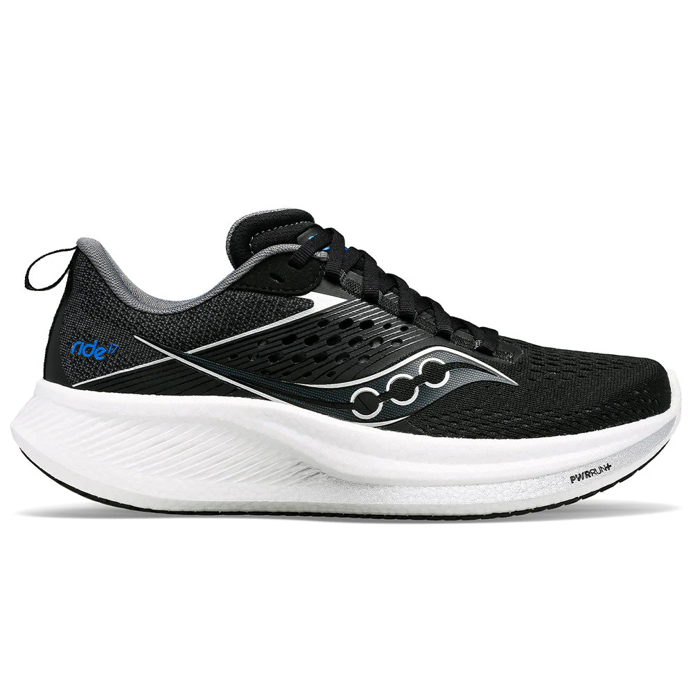 Men's Saucony Ride 17, Black/White, 12.5 D Medium