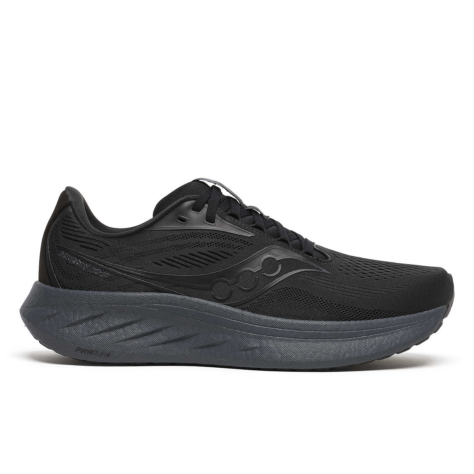 Men's Saucony Ride 18, Black/Shadow, 10 2E Wide