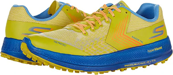 Men's Skechers Go Run Razor Trail, Yellow/Blue, 12.5 D Medium