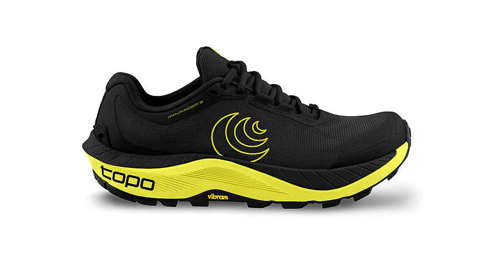 Men's Topo Athletic MTN Racer 3, Black/Lime, 9 D Medium