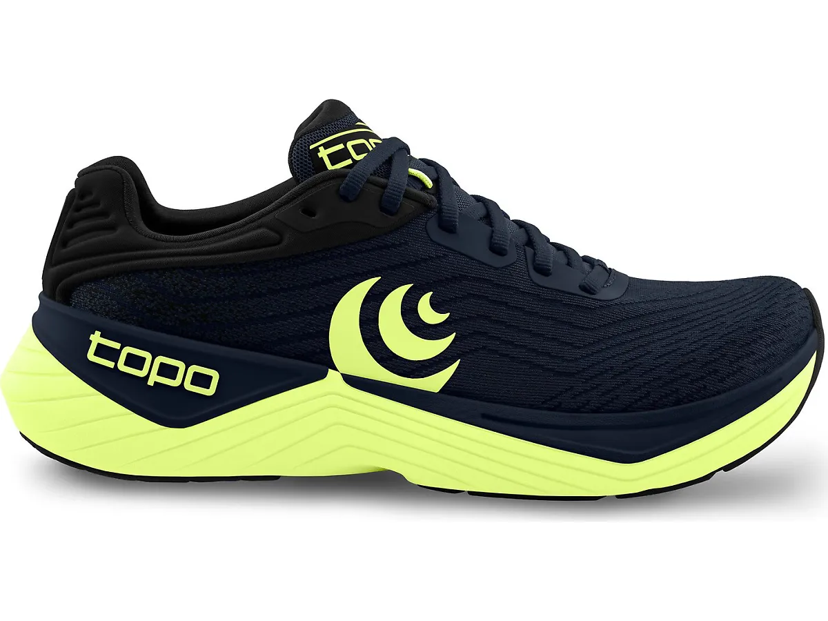 Men's Topo Athletic Ultrafly 5, Navy/Lime, 9.5 D Medium