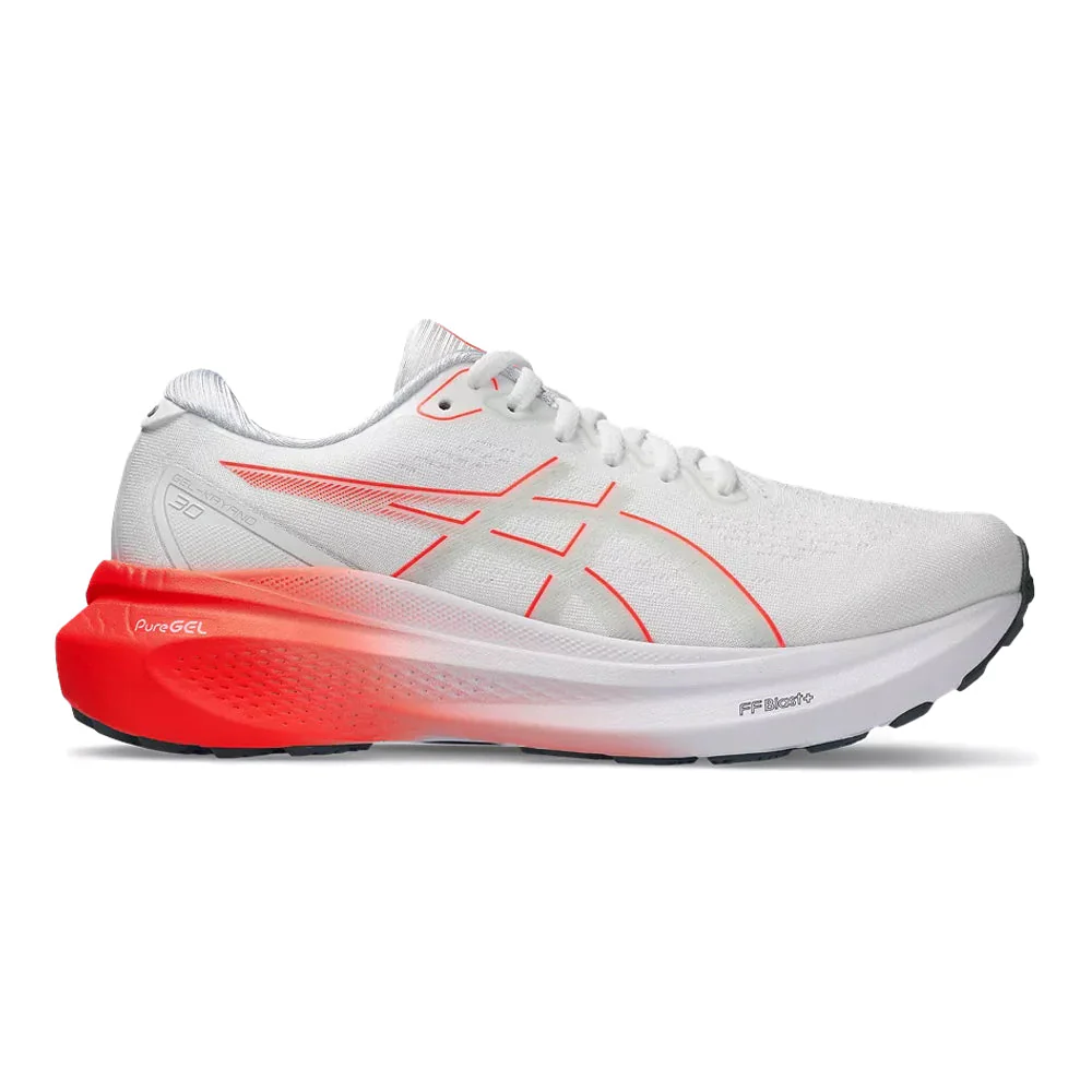 Women's Asics Gel-Kayano 30, White/Sunrise Red, 8 B Medium