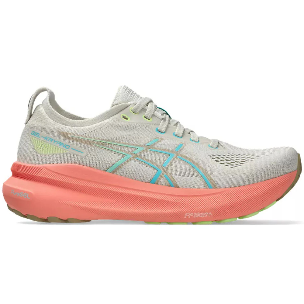 Women's Asics Gel-Kayano 31, Birch/Energy Aqua, 9 B Medium