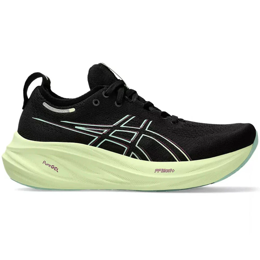 Women's Asics Gel-Nimbus 26, Black/Cool Matcha, 5.5 B Medium