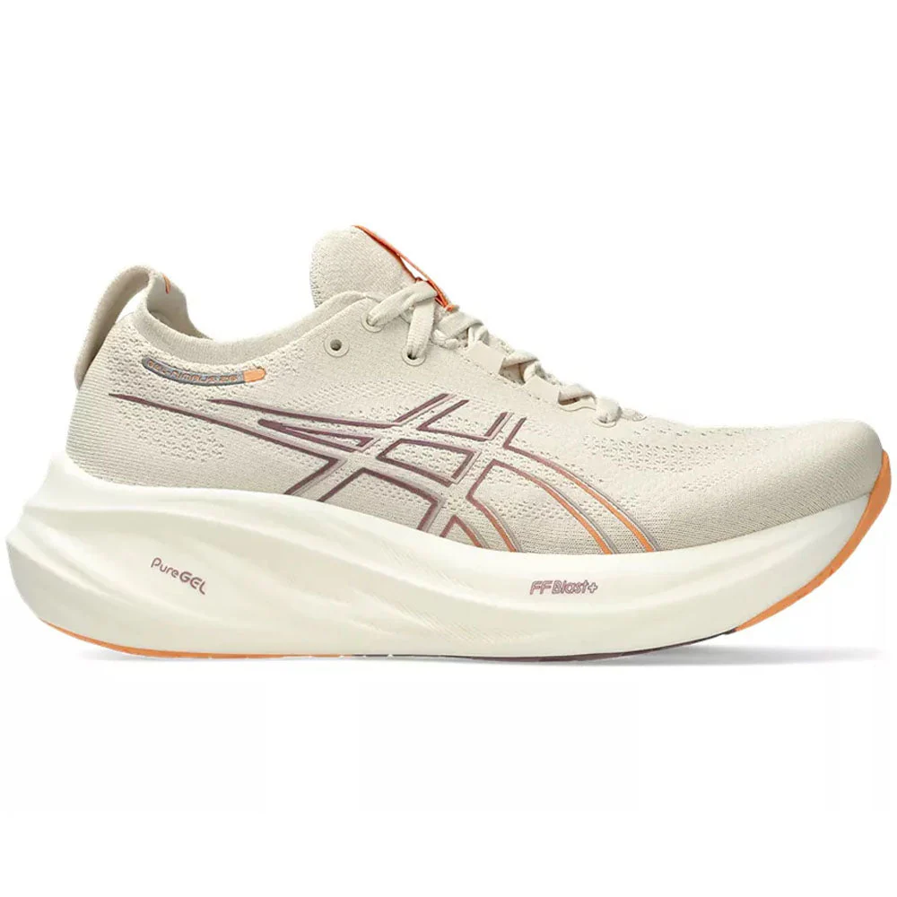Women's Asics Gel-Nimbus 26, Oatmeal/Faded Orange, 11 B Medium