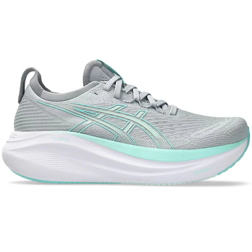 Women's Asics Gel-Nimbus 27, Piedmont Grey/Illuminate Mint, 6 B Medium