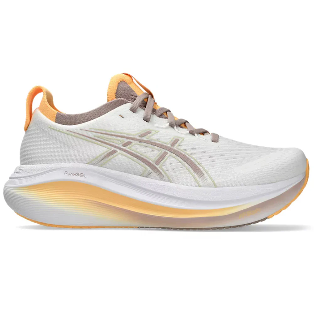 Women's Asics Gel-Nimbus 27, White/Fawn, 6.5 B Medium