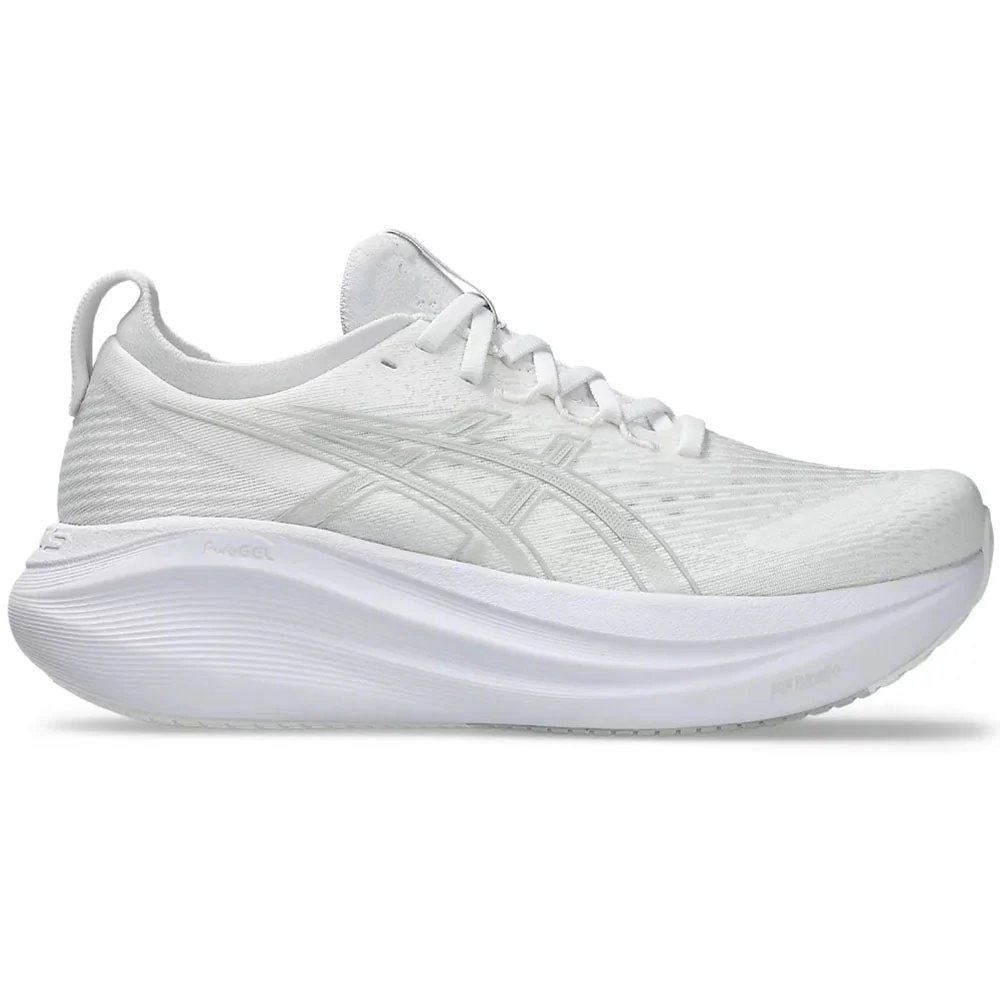 Women's Asics Gel-Nimbus 27, White/Glacier Grey, 9 B Medium