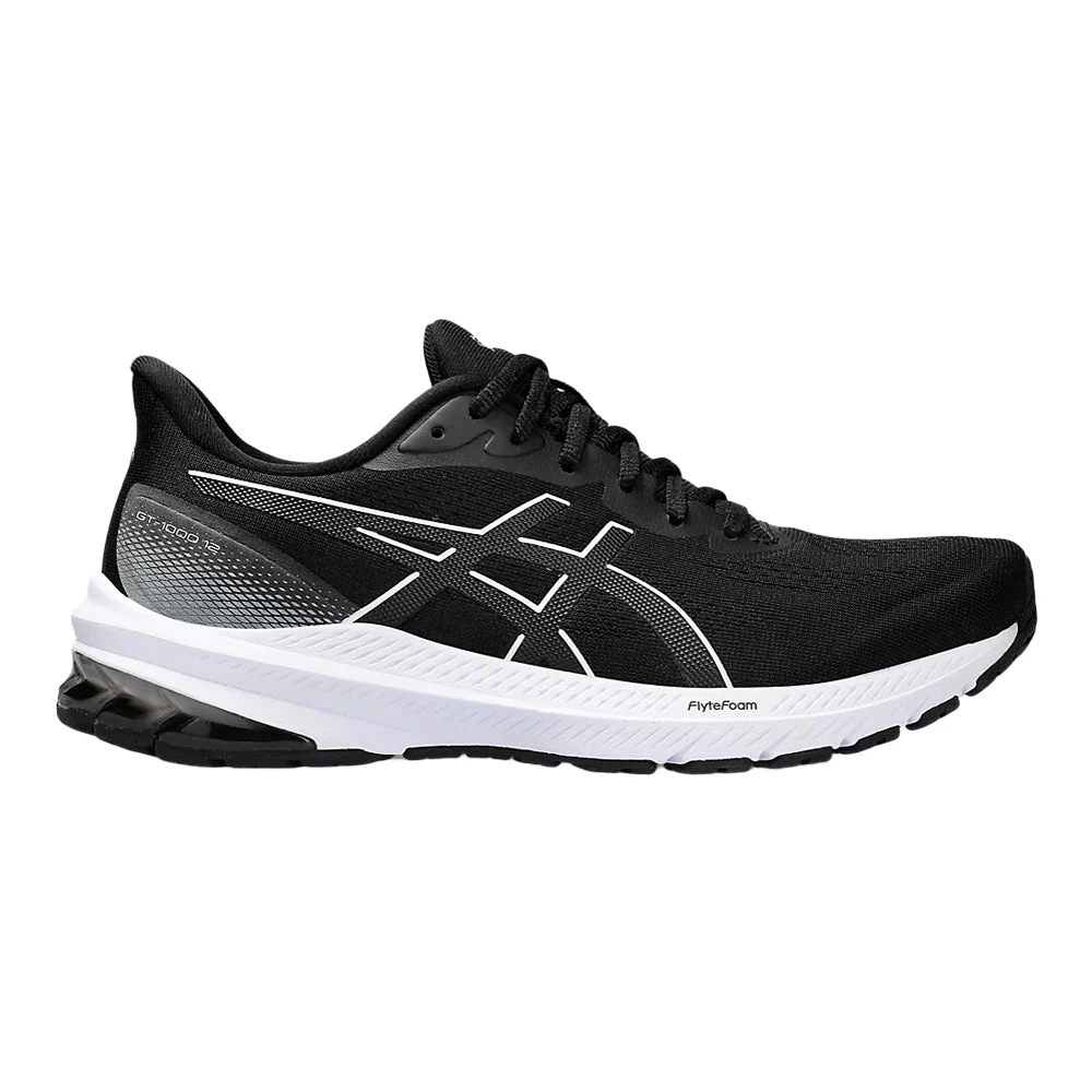 Women's Asics GT-1000 12, Black/White, 7 D Wide