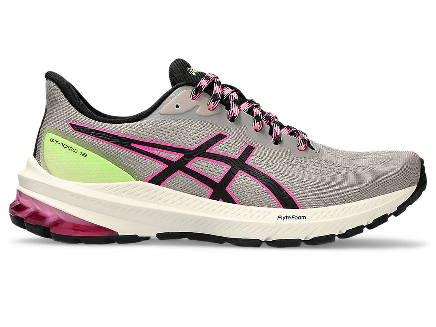 Women's Asics Gt-1000 12 Tr, Nature Bathing/Lime Green, 8.5 B Medium