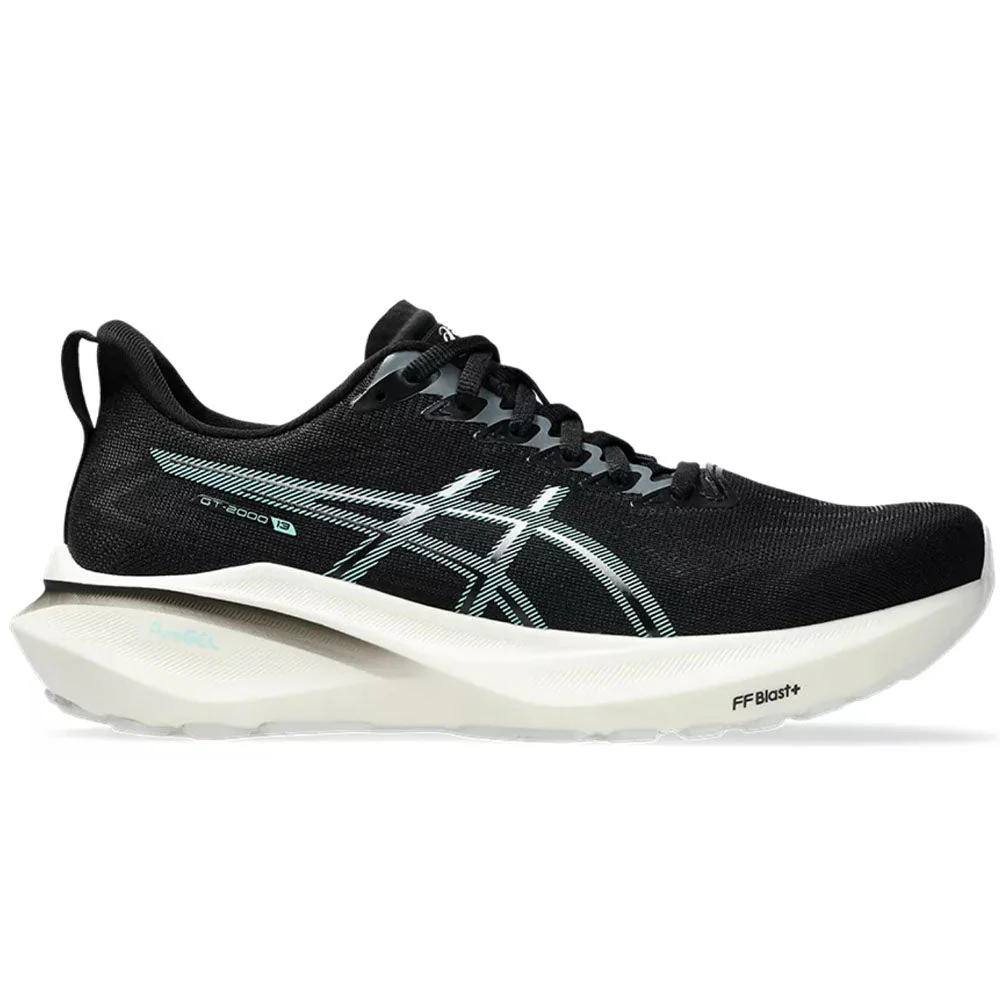 Women's Asics GT-2000 13, Black/Illuminate Mint, 7 B Medium
