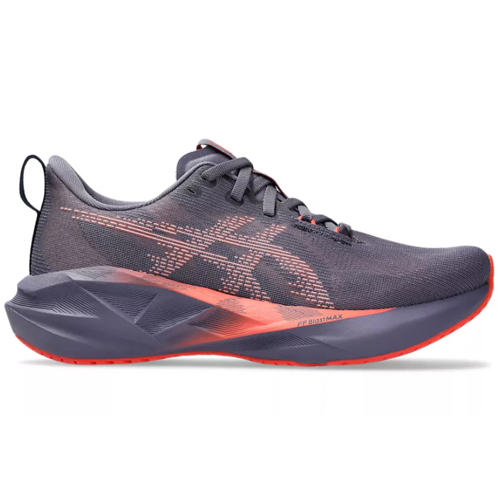 Women's Asics Novablast 5, Greyish Purple/Coral Reef, 7.5 B Medium