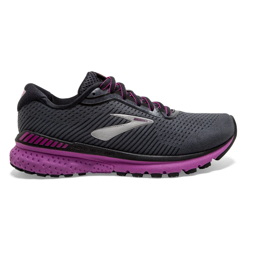Women's Brooks Adrenaline GTS 20, Ebony/Black/Hollyhock, 8 D Wide