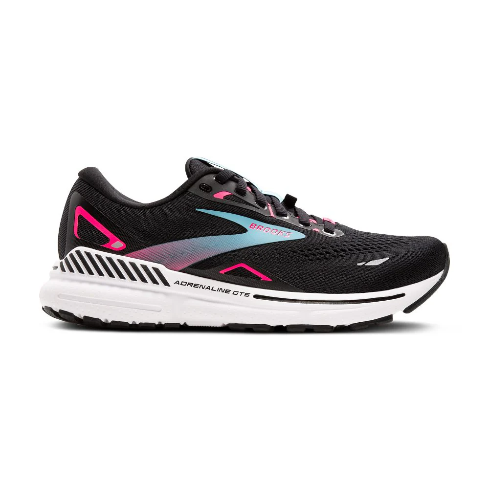 Women's Brooks Adrenaline GTS 23 GTX, Black/Knockout Pink/Aqua, 10.5 B Medium