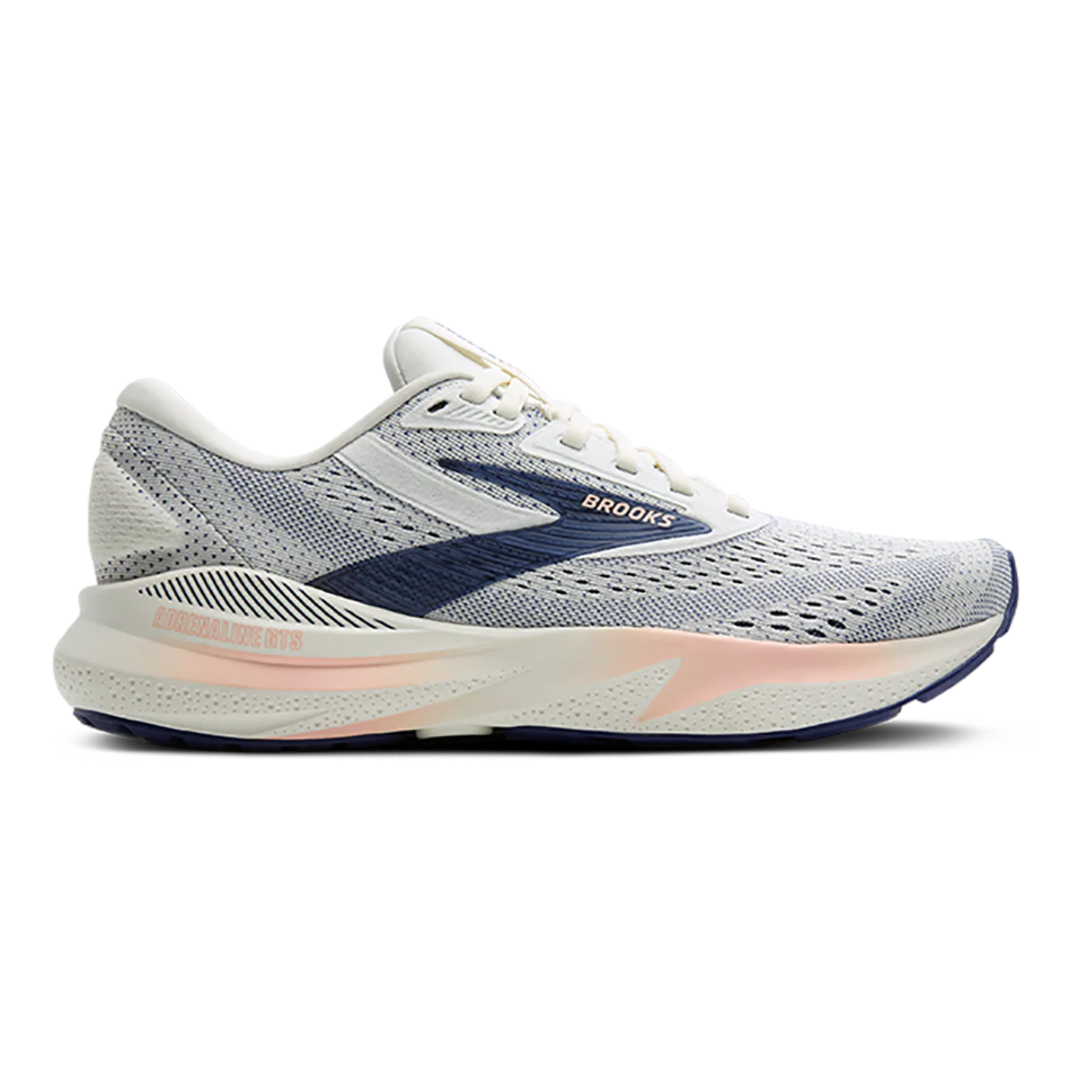 Women's Brooks Adrenaline GTS 24, Grey/Blue Ribbon/Peach, 8 D Wide