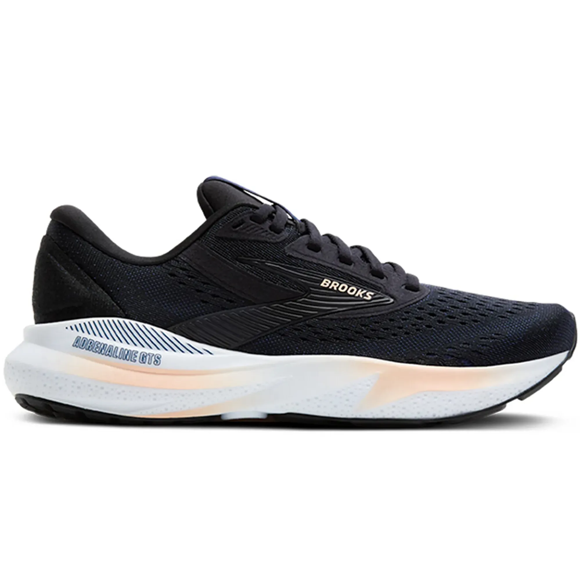 Women's Brooks Adrenaline GTS 24, Black/Peach/Peacoat, 9 B Medium