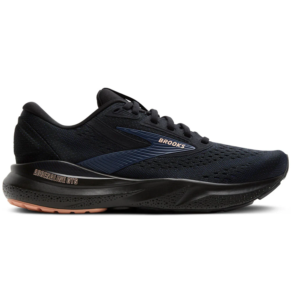 Women's Brooks Adrenaline GTS 24, Black/Peacoat/Peach, 7.5 B Medium