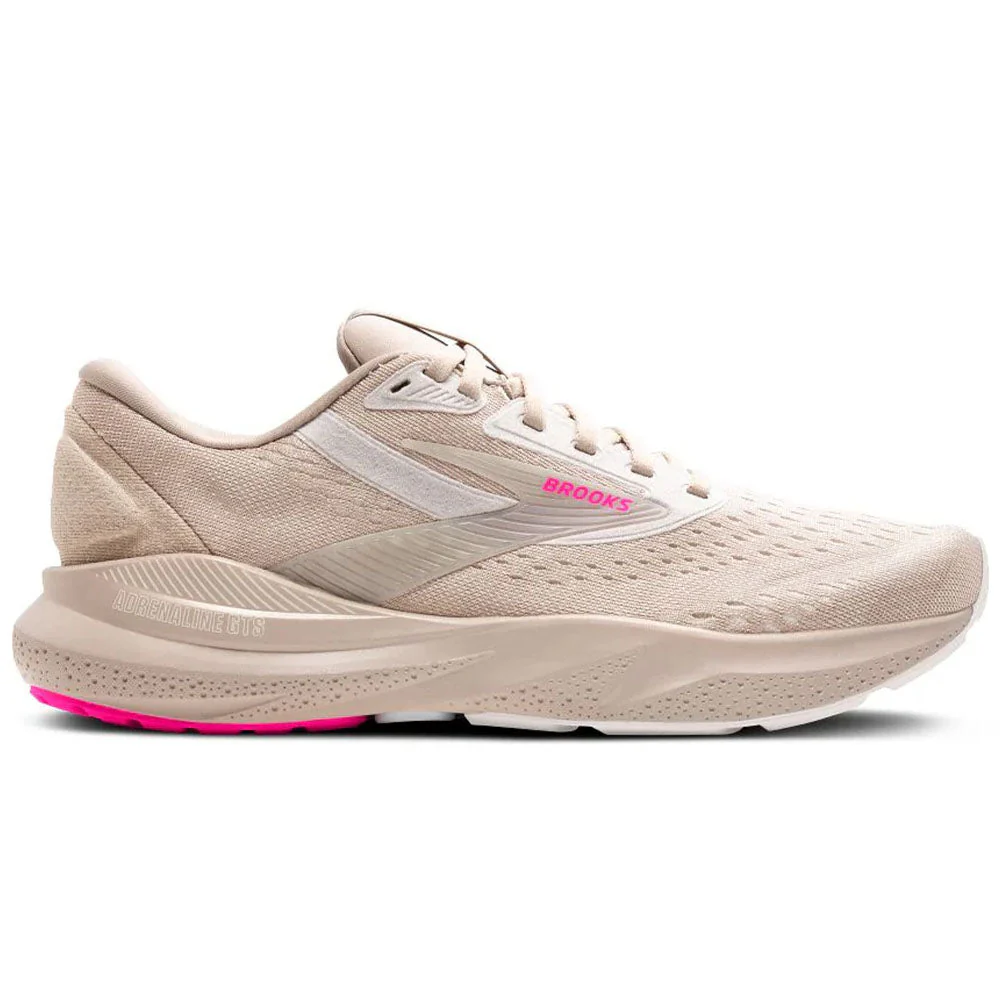 Women's Brooks Adrenaline GTS 24, Chateau Grey/Coconut/Pink, 7.5 B Medium