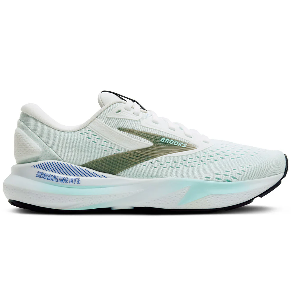Women's Brooks Adrenaline GTS 24, White/Limpet Shell/Amparo, 6.5 B Medium