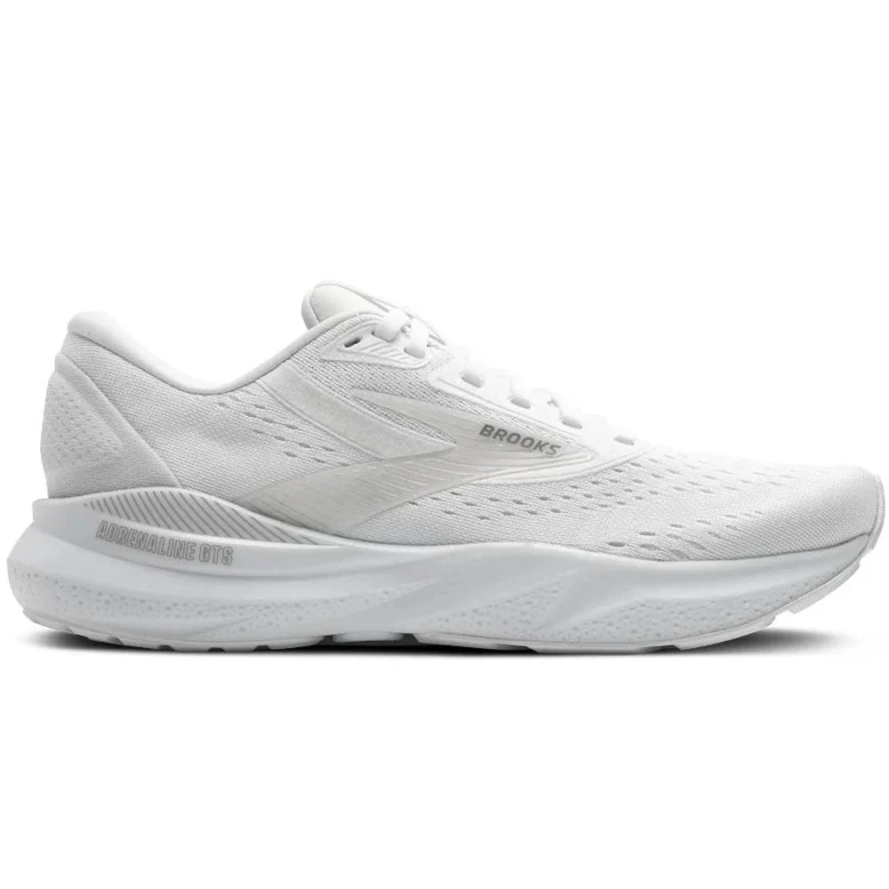 Women's Brooks Adrenaline GTS 24, White/Oyster/Alloy, 10 D Wide