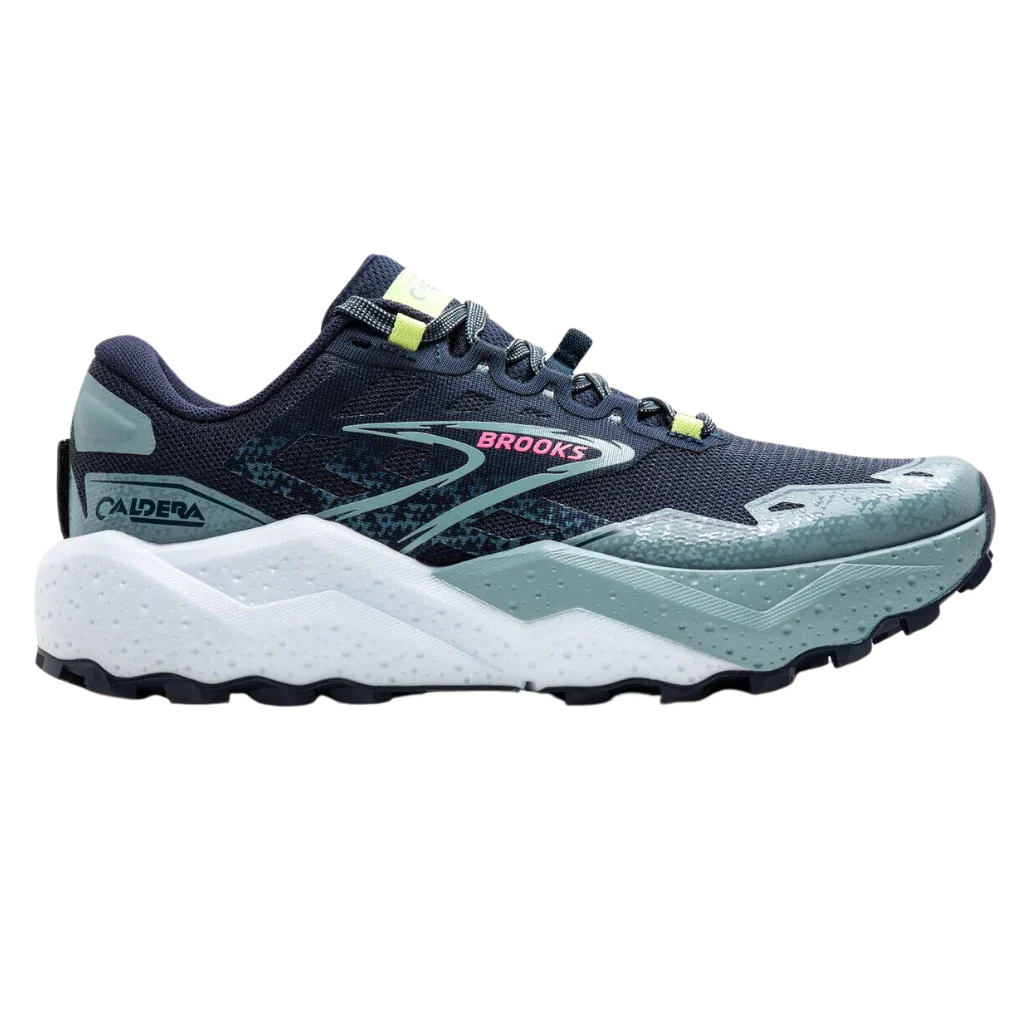 Women's Brooks Caldera 7, Peacoat/Citadel/Sunny Lime, 7.5 B Medium