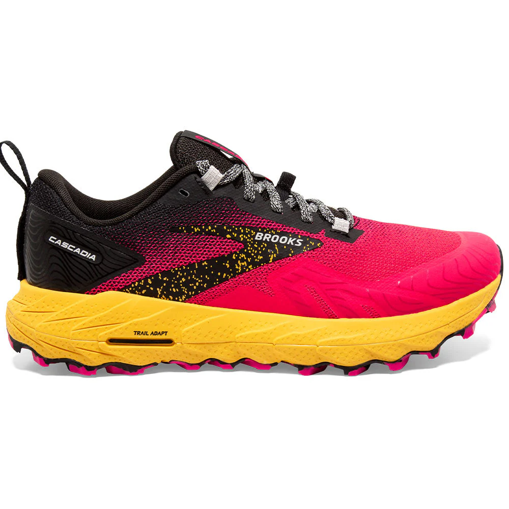Women's Brooks Cascadia 17, Diva Pink/Black/Lemon Chrome, 9.5 B Medium