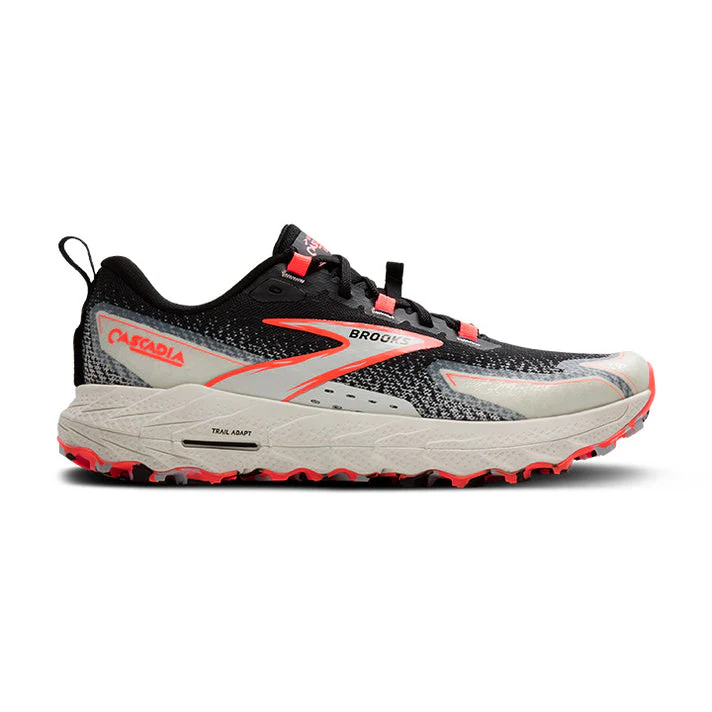 Women's Brooks Cascadia 18, Black/Blue Wash/ Flame, 6 B Medium