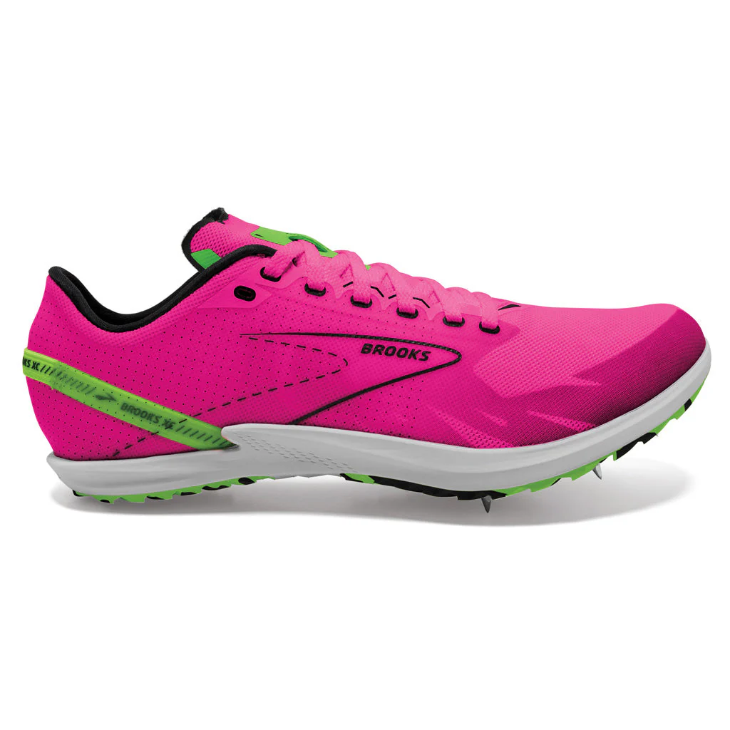 Women's Brooks Draft XC, Pink Glo/Green/Black, 10 B Medium
