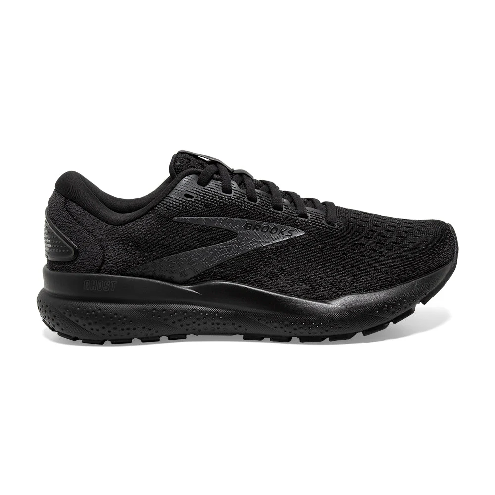 Women's Brooks Ghost 16, Black/Black/Ebony, 5 D Wide