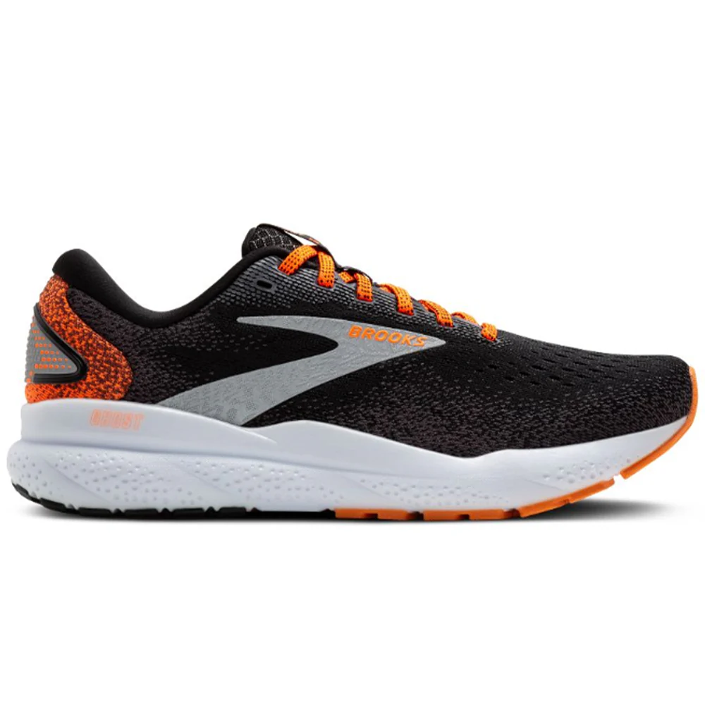 Women's Brooks Ghost 16, Black/Orange/White, 7 B Medium