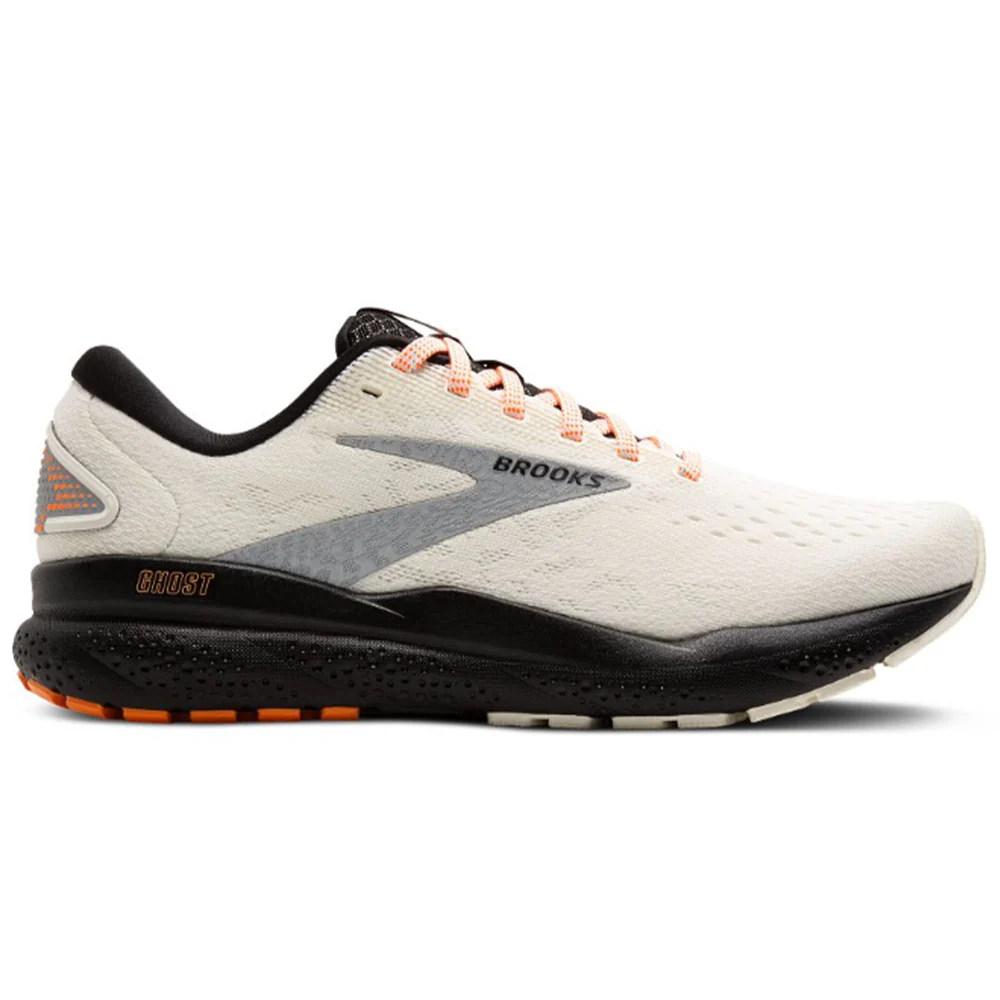 Women's Brooks Ghost 16, Ecru/Orange/Black, 11 B Medium
