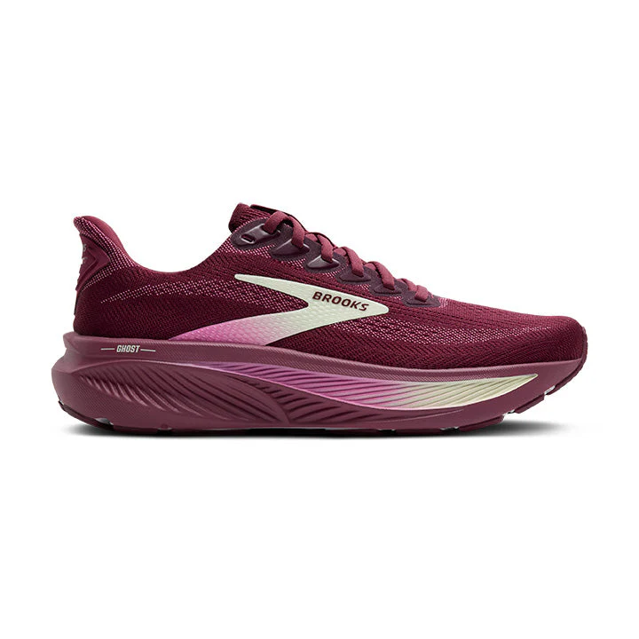 Women's Brooks Ghost 17, Burgundy/Pink/Green, 9.5 B Medium